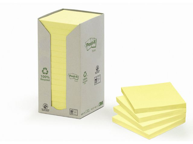 Recycled Notes Canary Yellow™, 76 x 76 mm, Geel