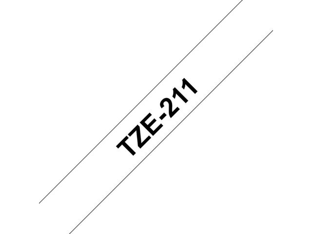 TZe-S211 Tape, Extra Kleefkracht, 6 mm x 8 m, Zwart op Wit