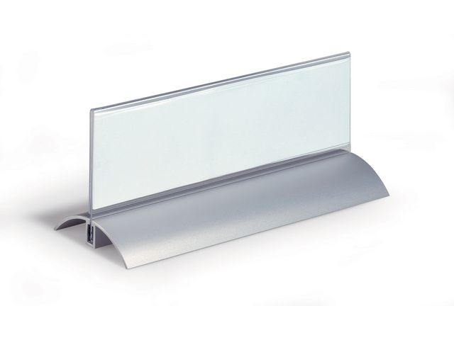 Tafelnaambordje, 61 x 210 mm, Aluminium / Transparant