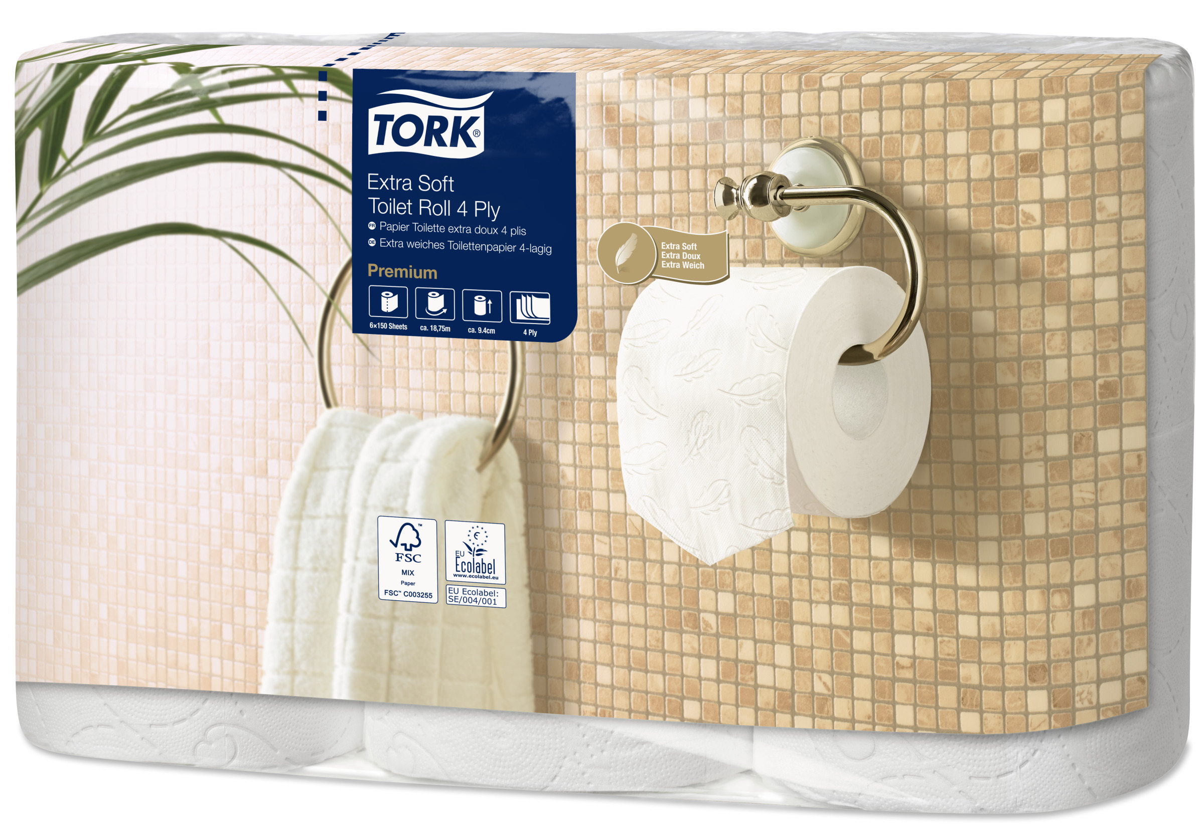 Premium T4 Toiletpapier Extra Soft 4-laags 150 vel Wit