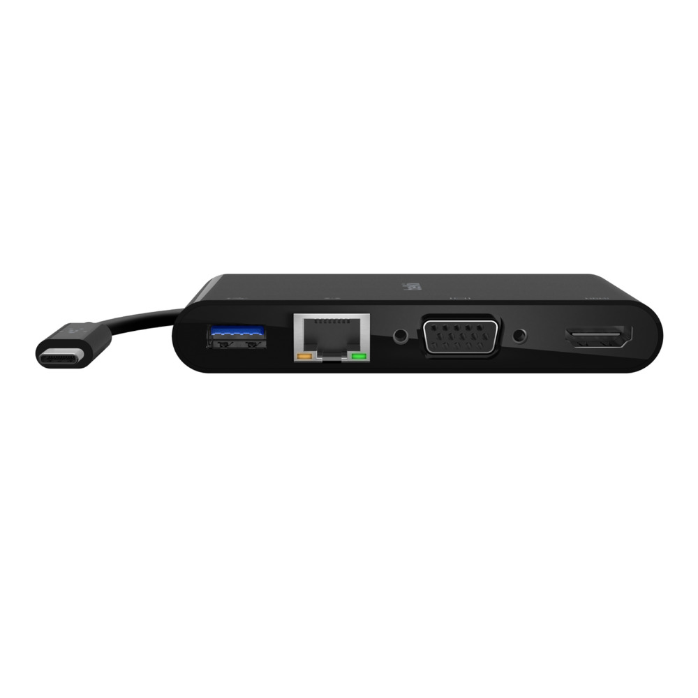  USB-C Multimedia Adapter GBE HDMI VGA USB-A BLK