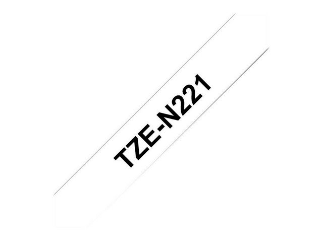 TZe-N221 Tape, Niet Gelamineerd, 9 mm x 8 m, Zwart op Wit