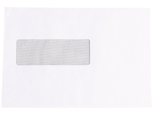 Zakelijke envelop, 156 x 220 x 156 mm, met venster, zelfklevend, papier, wit