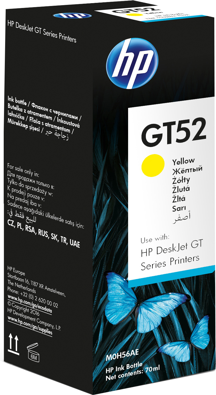  original GT52 Inktcartridge M0H56AE Bottle Geel