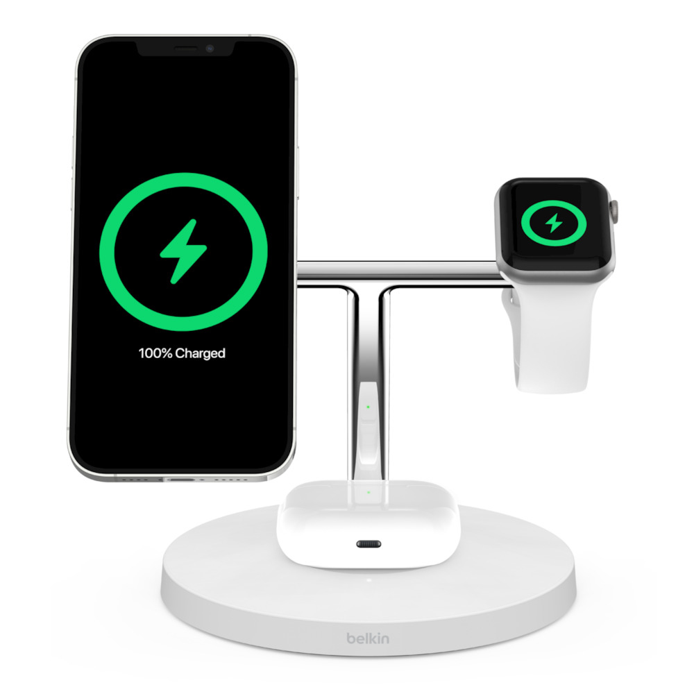 BELKIN Boost Charge Pro MagSafe 3-in-1 Wireless Charger - White