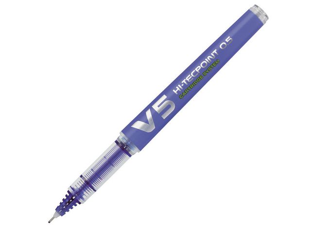 Hi-Tecpoint V5 Begreen stickrollerbalpen extra Fijne punt Blauwe inkt Blauwe huls