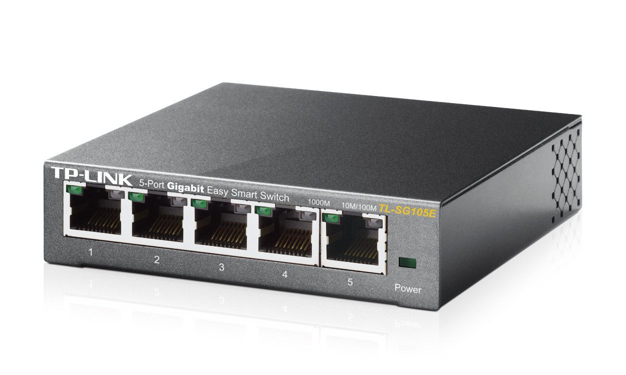 TL-SG105E 5-Port Gigabit Desktop Easy Smart Switch 5 10/100/1000Mbps RJ45 portsMTU/Port/Tag-based VLAN QoS IGMP Snooping