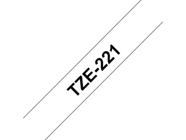 TZe221 Labeltape, 9 mm x 8 m, Zwart op Wit