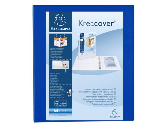 KreaCover Presentatieringband, A4 Maxi, Ringcapaciteit 25 mm, 4 rings, Blauw