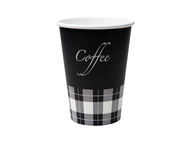 Premium Coffee Drinkbeker, Karton, 150 ml, Zwart met Wit