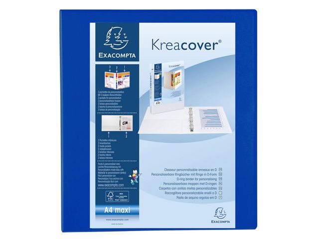 KreaCover Presentatieringband A4+ 50 mm 4-rings Blauw