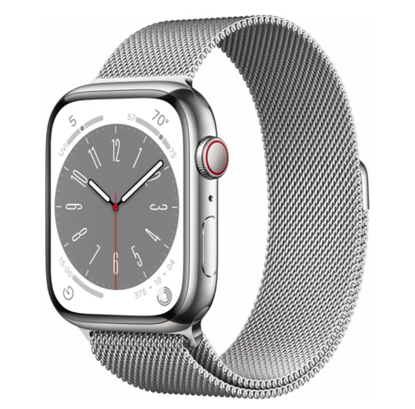  Watch Series 8 GPS + Cellular 45mm Silver Stainless Steel Case with Silver Milanese Loop