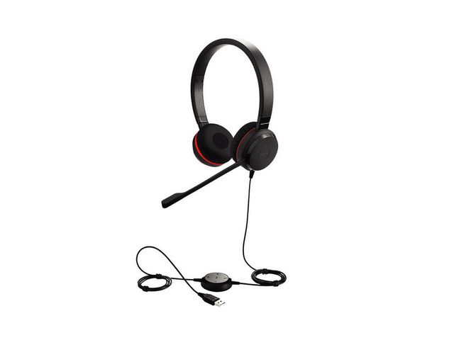Evolve 20 SE MS Stereo On-Ear Headset, 2 m, Zwart