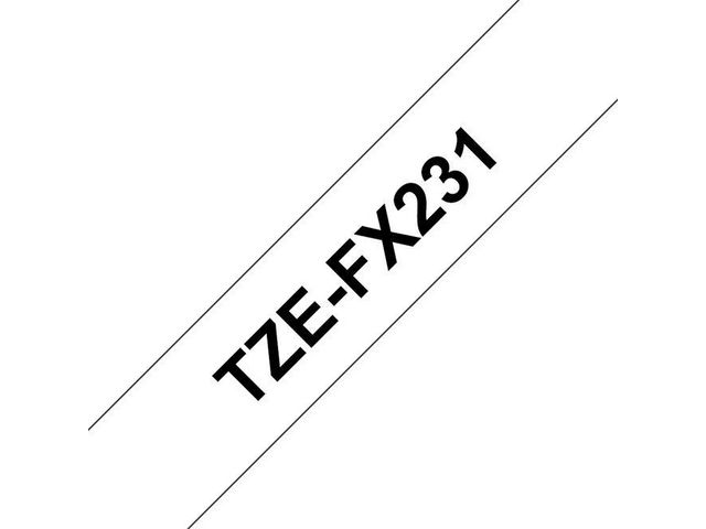 TZe-FX231 Tape, Flexibel, 12 mm x 8 m, Zwart op Wit