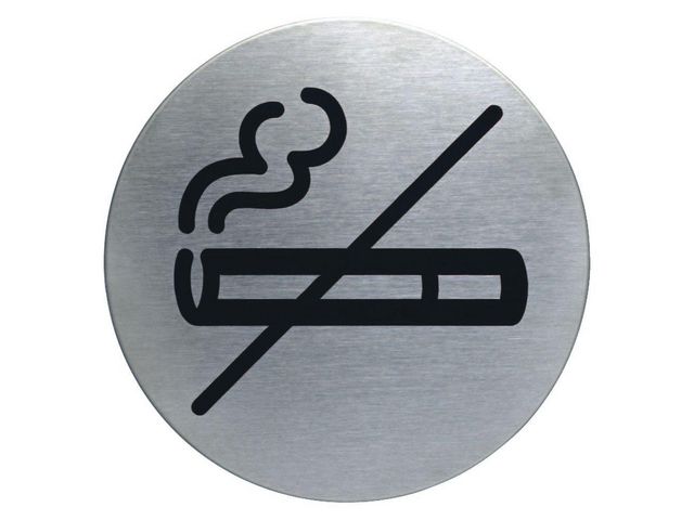 Verboden te Roken Pictogram, RVS, diameter 83 mm, Zilver