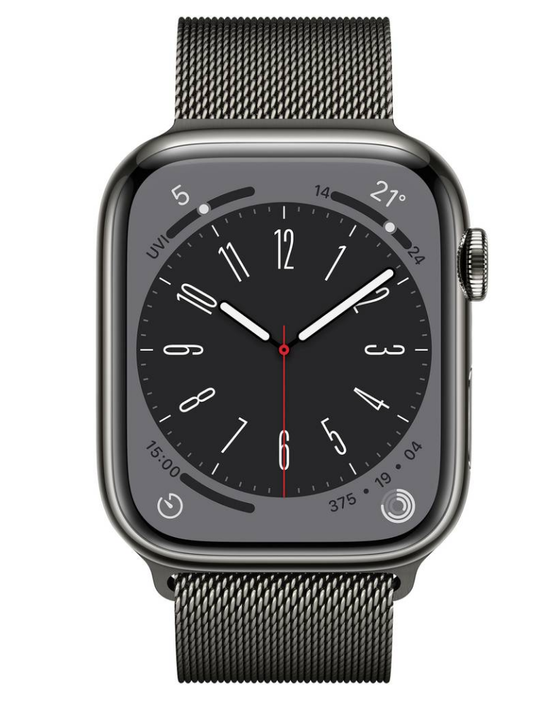 APPLE Watch Series 8 GPS + Cellular 45mm Graphite Stainless Steel Case with Graphite Milanese Loop