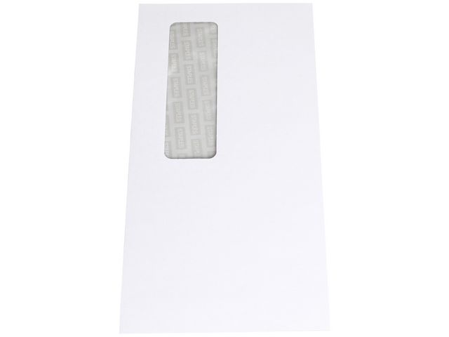 Zakelijke envelop, internationaal DL, 110 x 220 mm, met venster, zelfklevend, papier, wit
