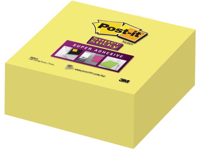 Super Sticky Notes Kubus 76 x 76 mm Neon geel