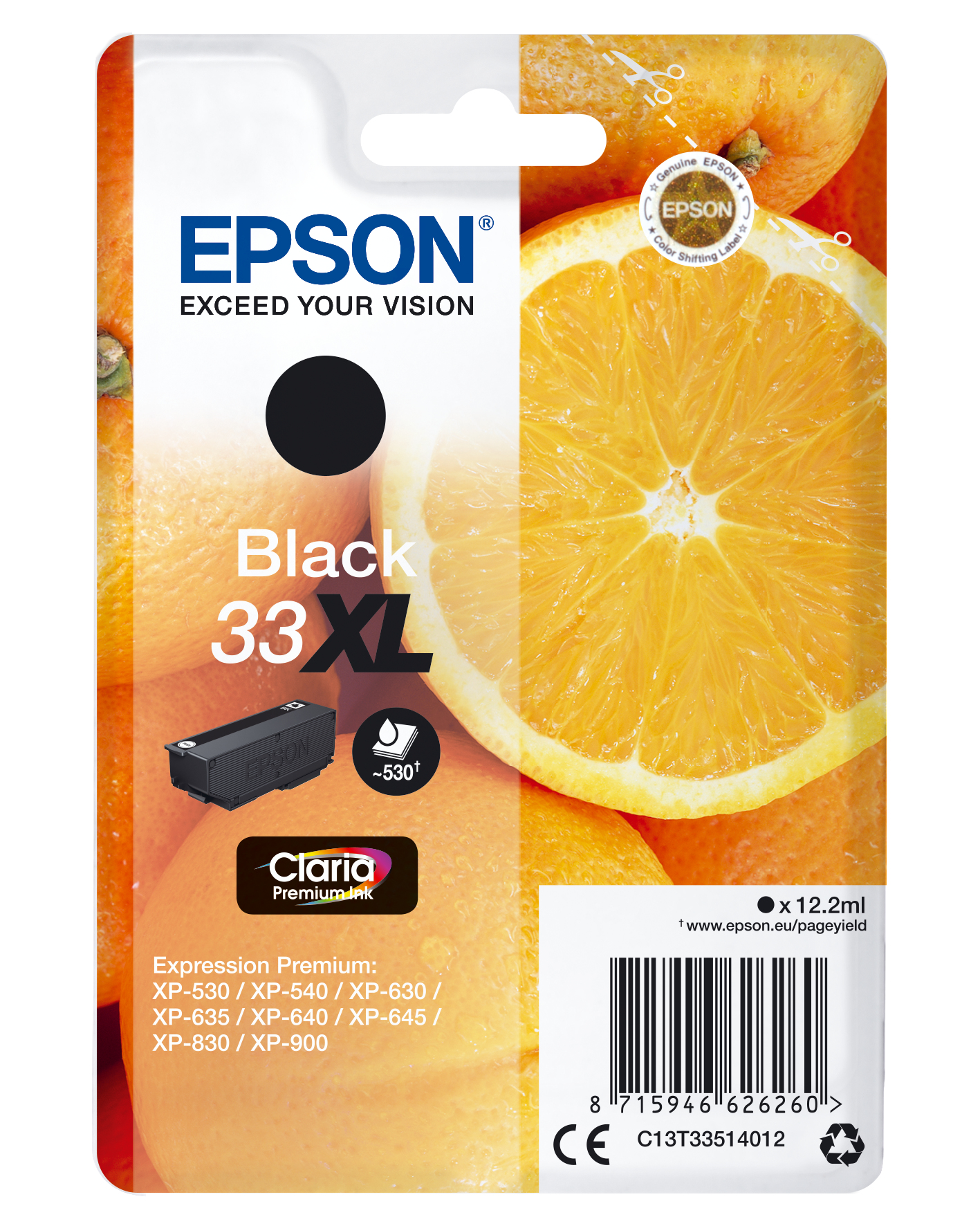  33XL Inkt Cartridge Oranges Claria Premium Zwart