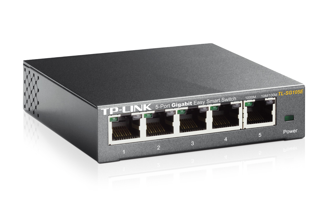 TL-SG105E 5-Port Gigabit Desktop Easy Smart Switch 5 10/100/1000Mbps RJ45 portsMTU/Port/Tag-based VLAN QoS IGMP Snooping