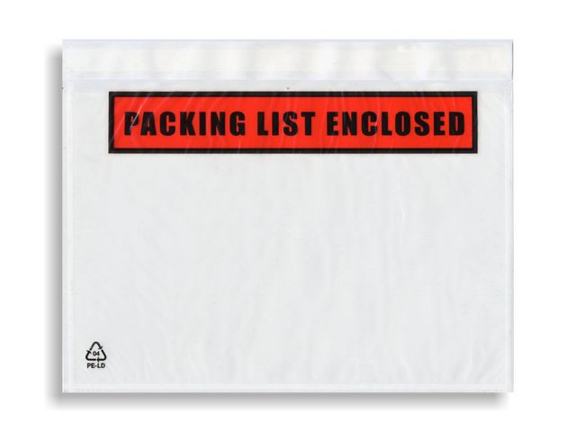 C5 Paklijst Envelop, Zelfklevend, 160 x 230 mm, Transparant