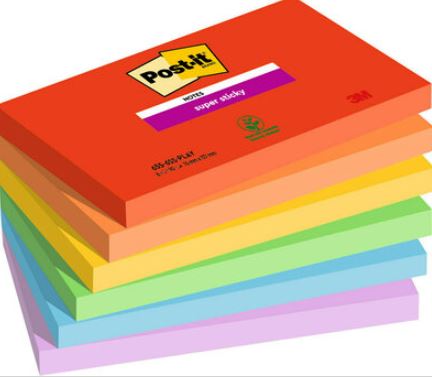 Super Sticky Notes Playful Colour Collection 76 x 127 mm