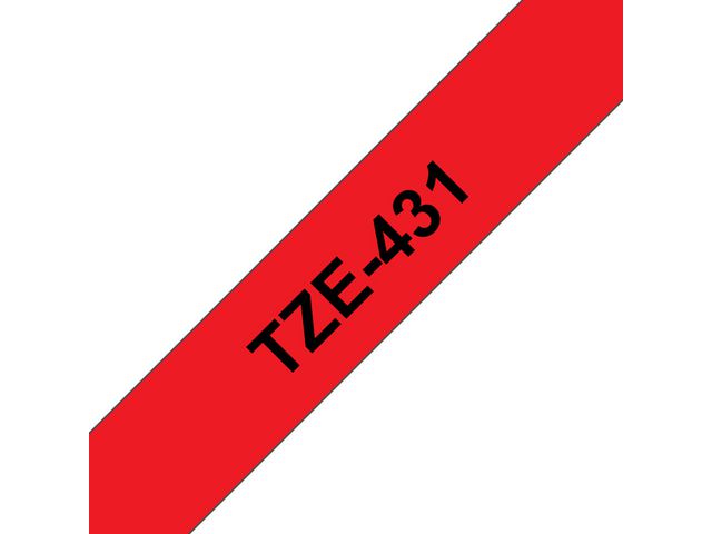 TZe-431 Tape, 12 mm x 8 m, Zwart op Rood