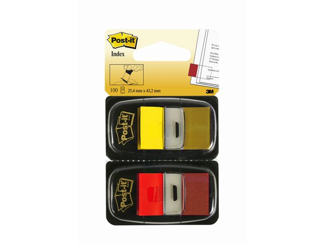 Index Standaard Duopack - meerdere kleuren 25,4 x 43,2 mm, rood en geel
