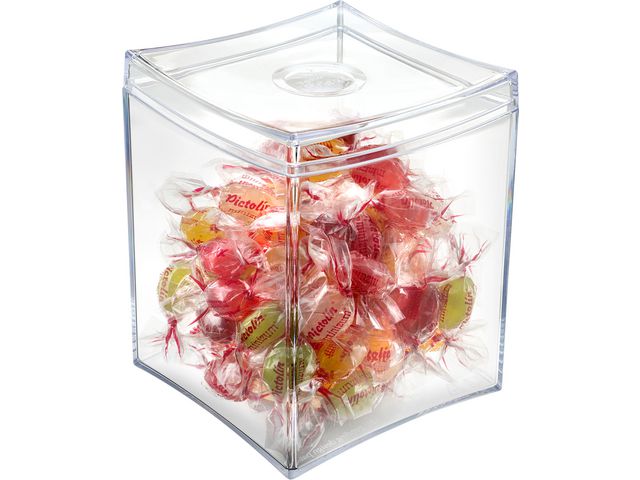 Take A Break-Snoepbox, 0,6 liter, 90 x 90 x 115 mm, Polystyreen, Kristal