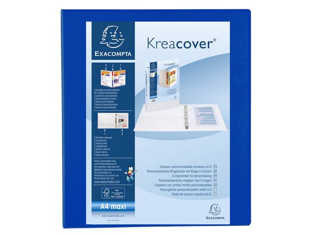 KreaCover Presentatieringband A4+ 30 mm 4-rings Blauw
