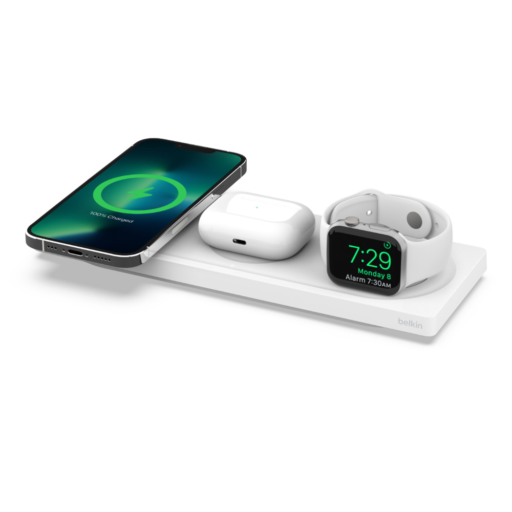 BELKIN BoostCharge Pro 3in1 Wireless Charging Pad with MagSafe White