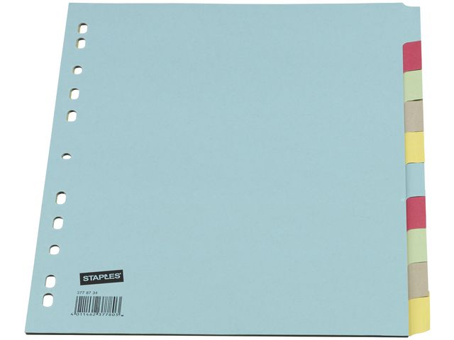 Blanco tabblad, karton, 10-delig, A4, assorti
