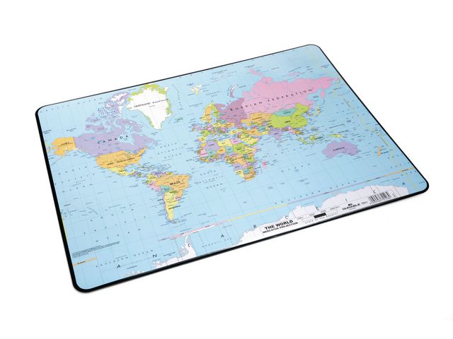 Wereldkaart Bureaumat, 40 x 53 cm, Transparant