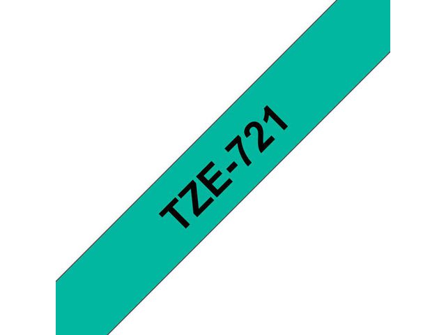 TZe-721 Tape, 9 mm x 8 m, Zwart op Groen