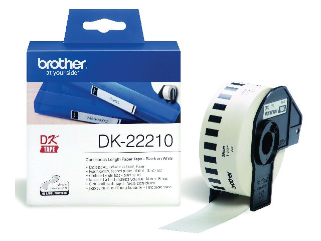 DK-22210 Labels, Papier, 29 mm, Zwart op Wit