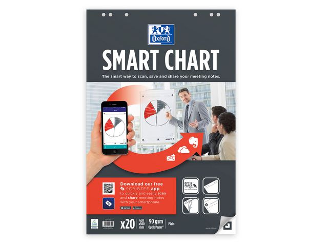 SmartChart Flipchart Blok, 980 x 650 mm, Wit