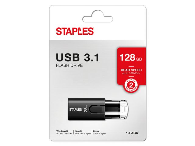 USB-Stick 3.1,  met schuifregelaar, 128 GB, Zwart