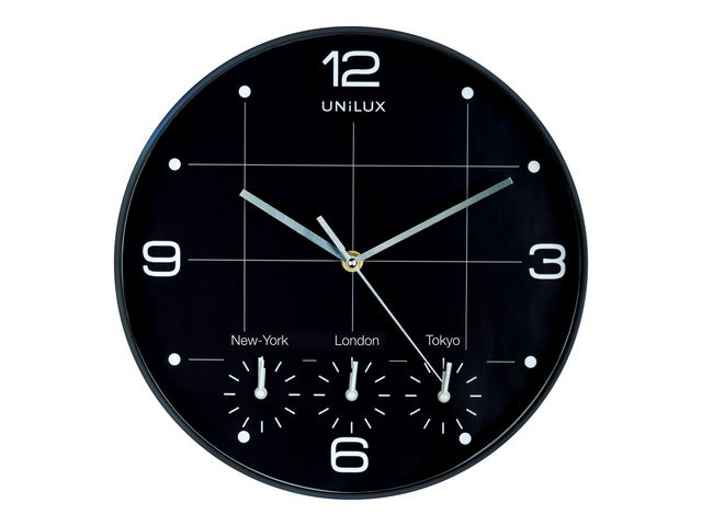 On Time Klok, diameter 30,5 cm, Aluminium, Zwart