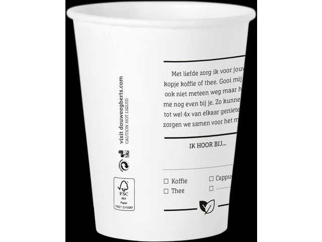 Herbruikbare & Recyclebare Drinkbeker Karton 180 ml Wit met Opdruk