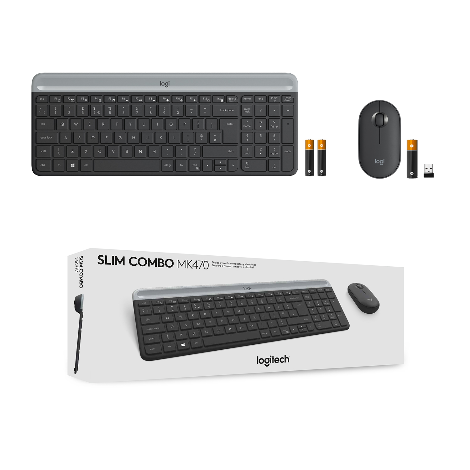 Slim Wireless Keyboard and Mouse Combo MK470 - GRAPHITE - US INTL - INTNL QWERTY