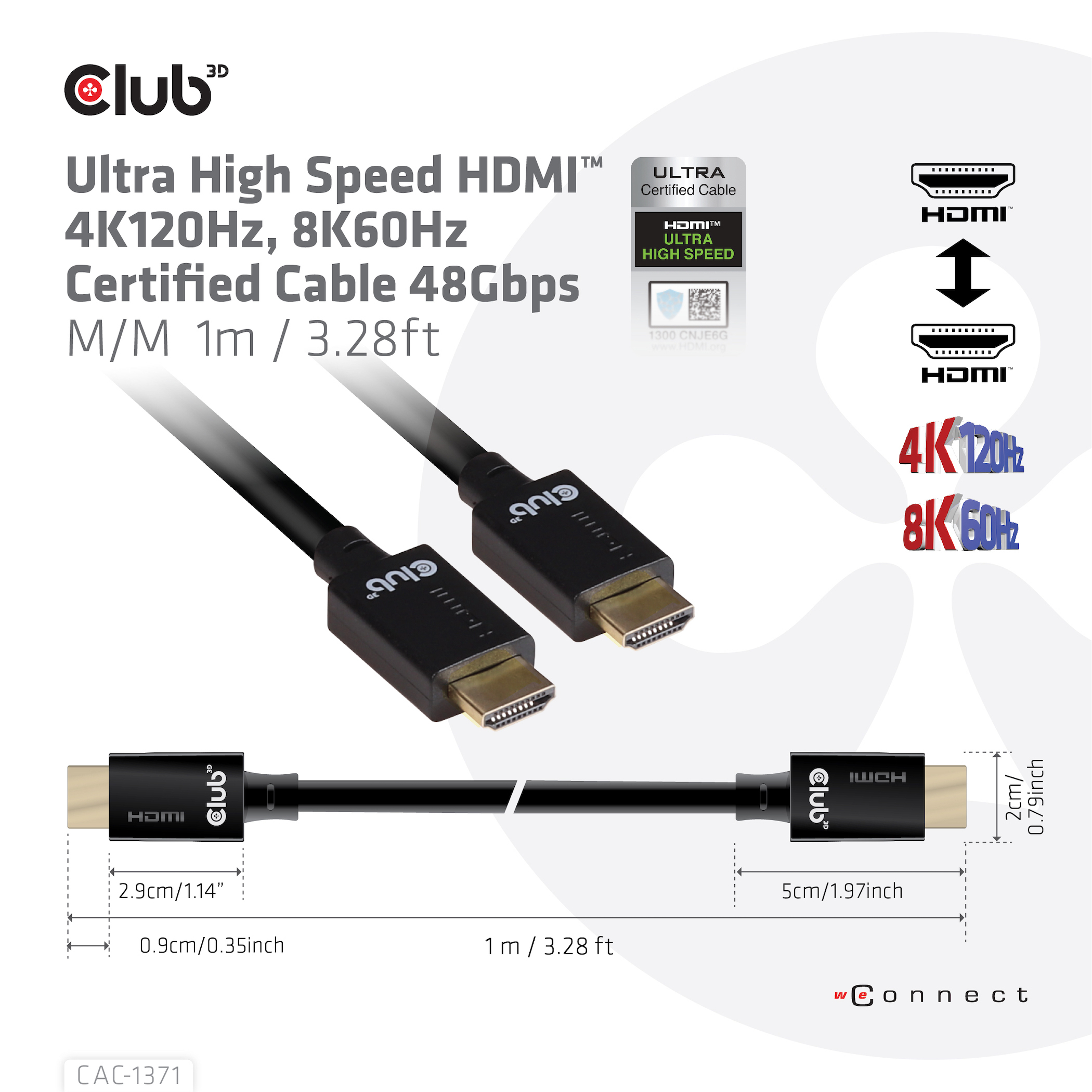 HDMI 2.1 Ultra High Speed 10K 120Hz 1Meter M/M