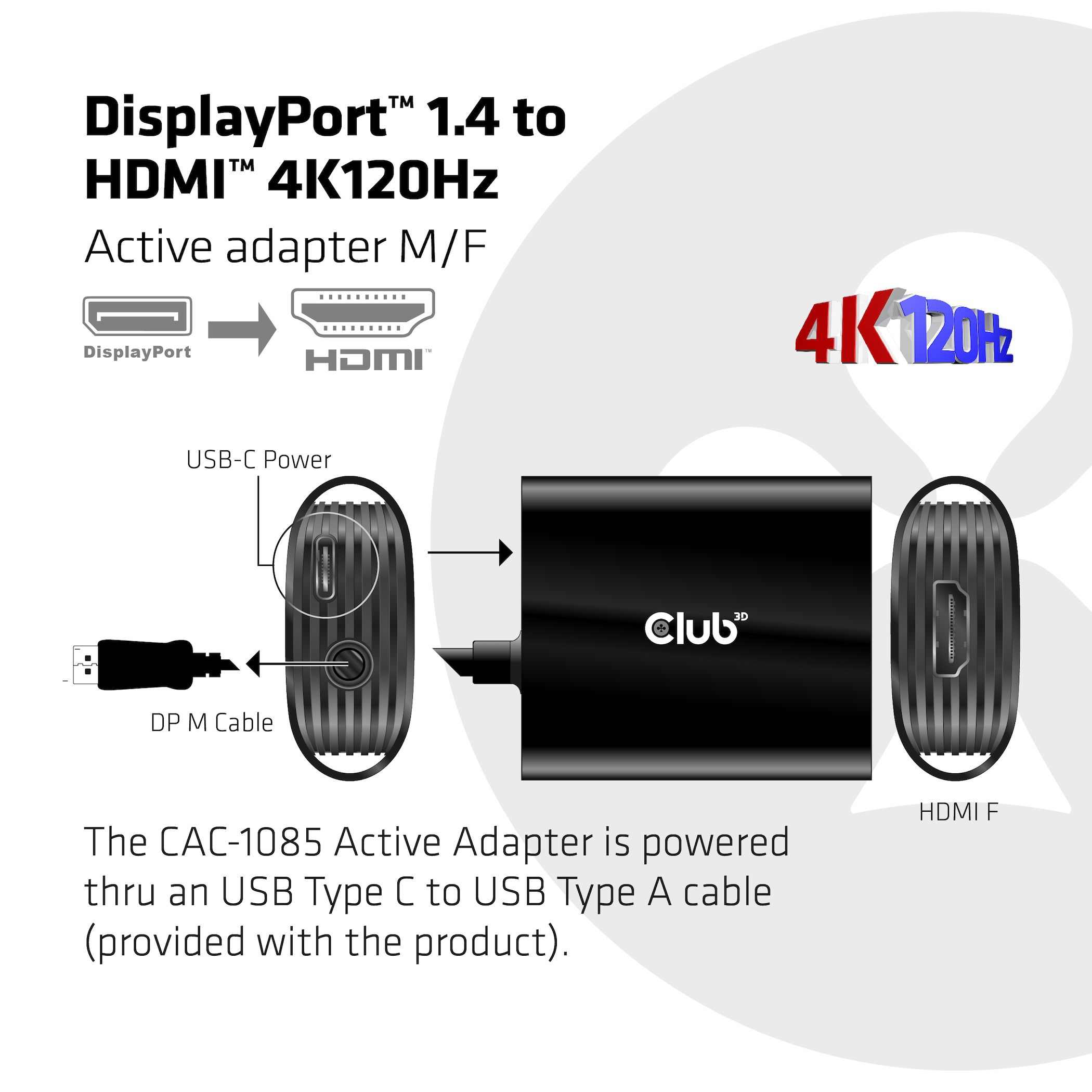 DISPLAYPORT 1.4 TO HDMI 4K120HZ HDR ACTIVE ADAPTER M/F