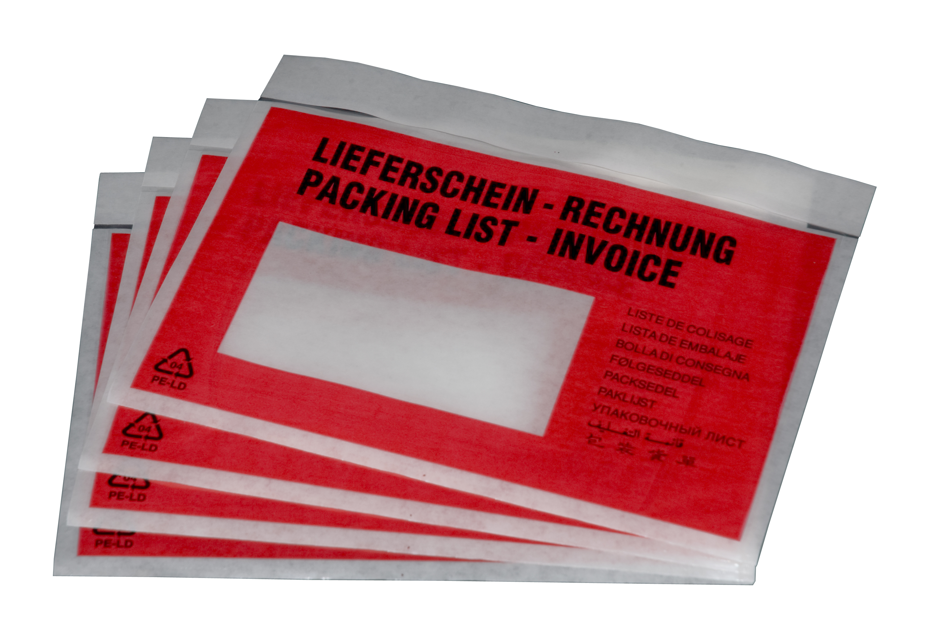 Paklijst envelop 162x120mm, rood en transparant