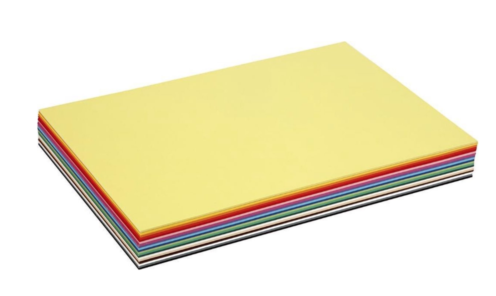 Gekleurd karton, A3 297x420 mm, 180 gr, 300 div vellen, diverse kleuren
