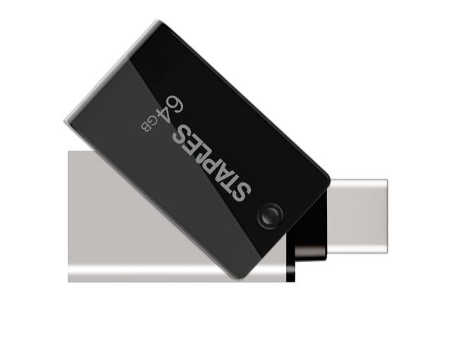 Dubbele USB-Stick USB C en 3.1, Draaibaar ontwerp, 64 GB, Zwart