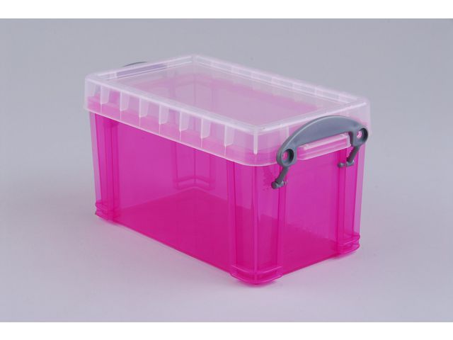 Stapelbare Opbergbox, PP, 2.1 L, Roze Transparant