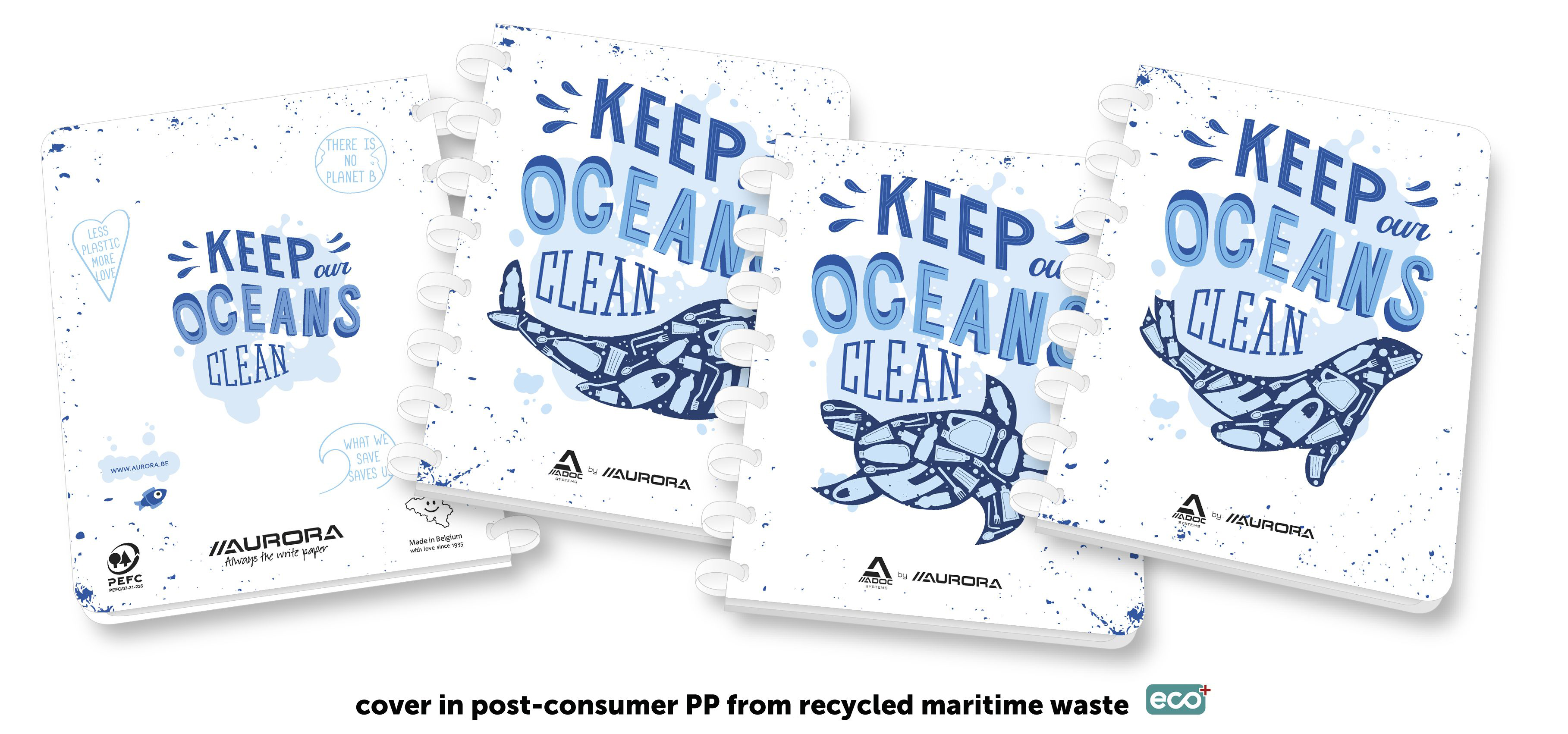 Ocean Waste Plastics Notitieboek A5 Gelijnd Wit/Blauw