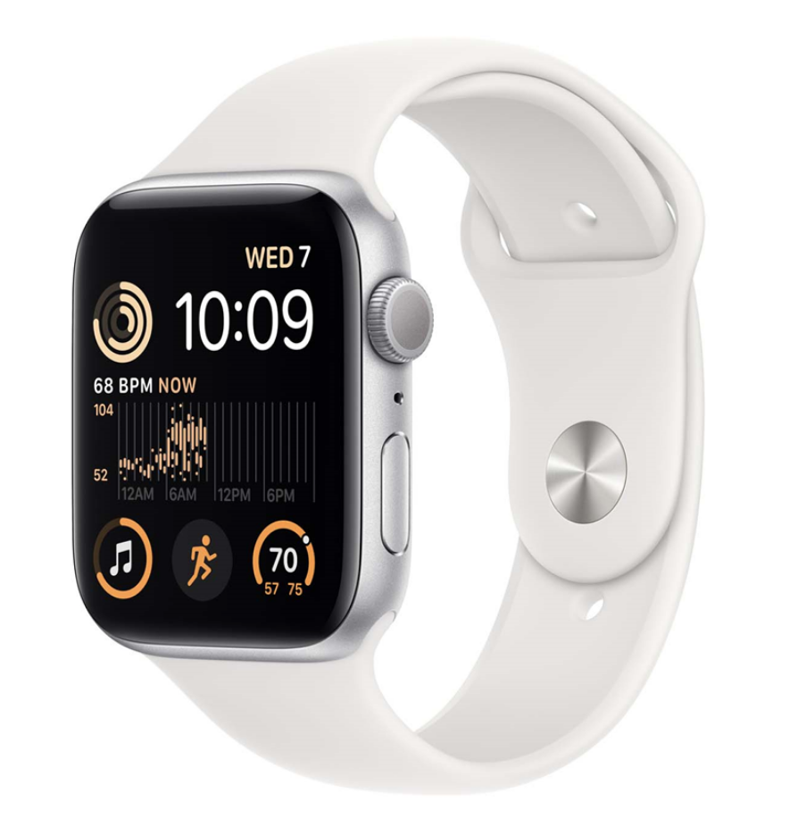 APPLE Apple Watch SE (2022) GPS 44mm Silver Aluminium Case with White Sport Band Regular