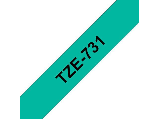 TZe731 Labeltape, 12 mm x 8 m, Zwart op Groen