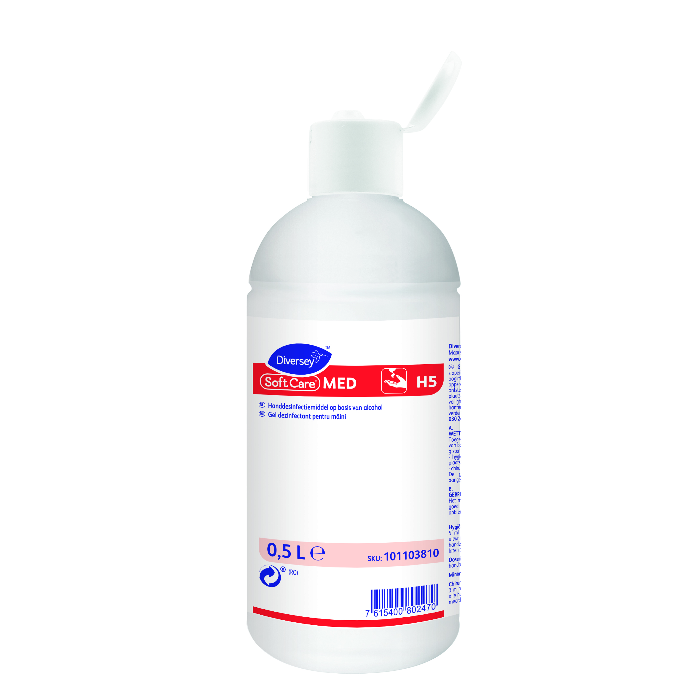 Soft Care Med H5 Handgel op alcoholbasis, Navulflacon